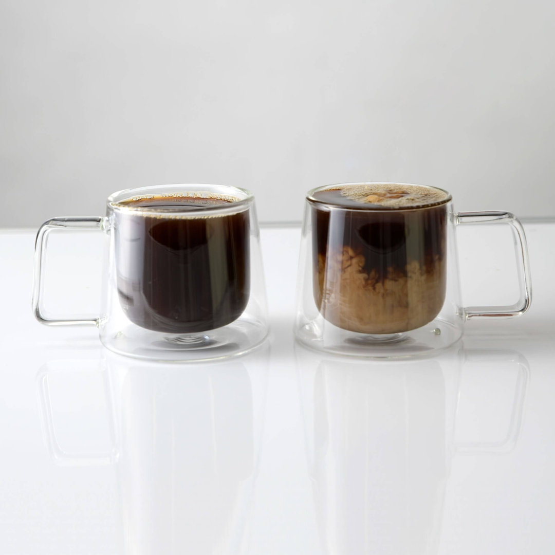 Double Walled Glass Coffee Drink Mug with Handle 8.5oz